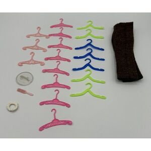 Vintage Barbie Doll Filigree and Plain Hangers Hairbrush‎ Stand Pants Lot Matell